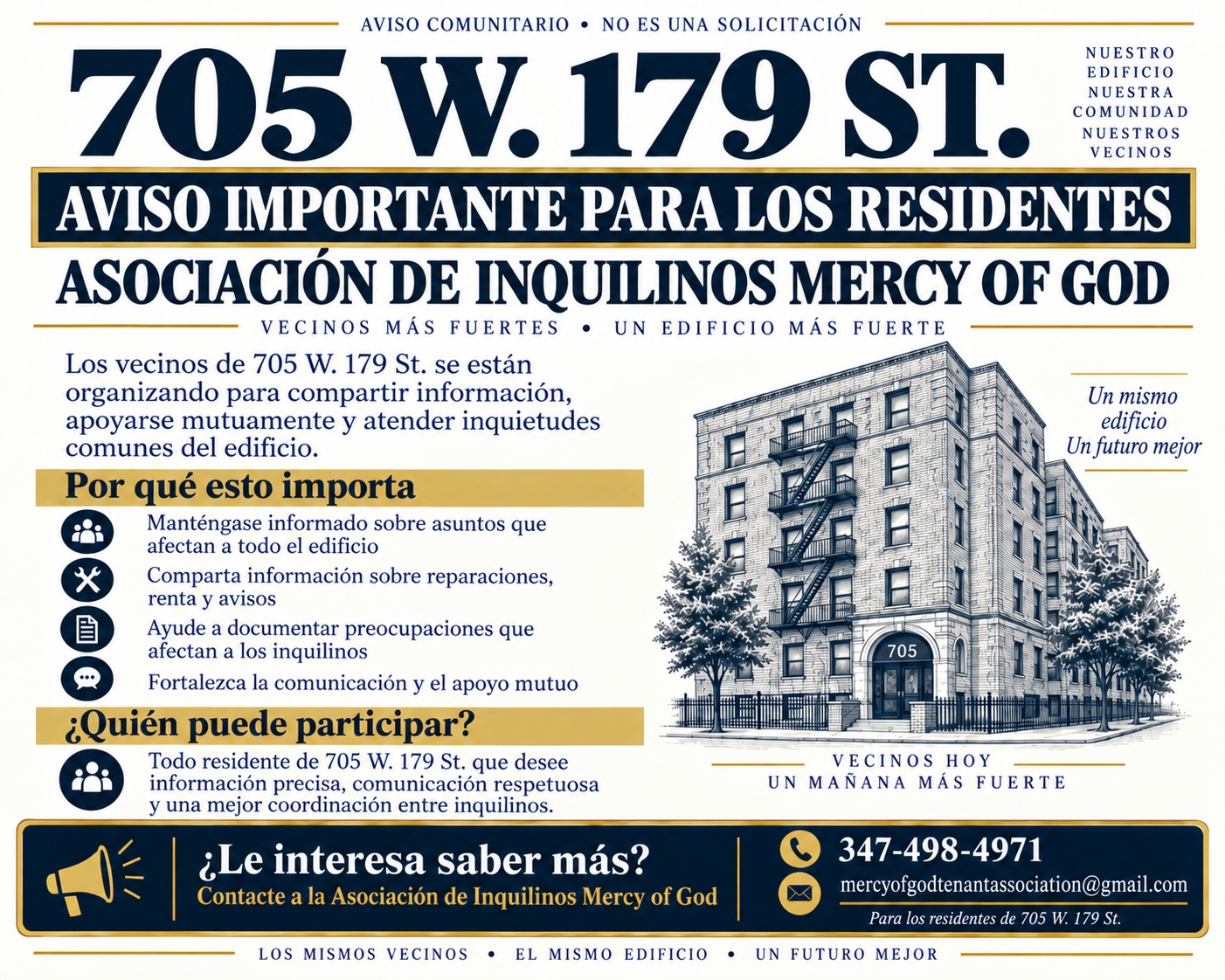 Illustrated view of the residential building at 705 West 179th Street
